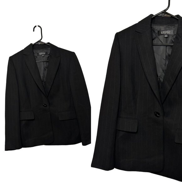 Kasper Black Business Woman Office Single Button Stylish Ladies Blazer SZ 14 - Picture 1 of 6